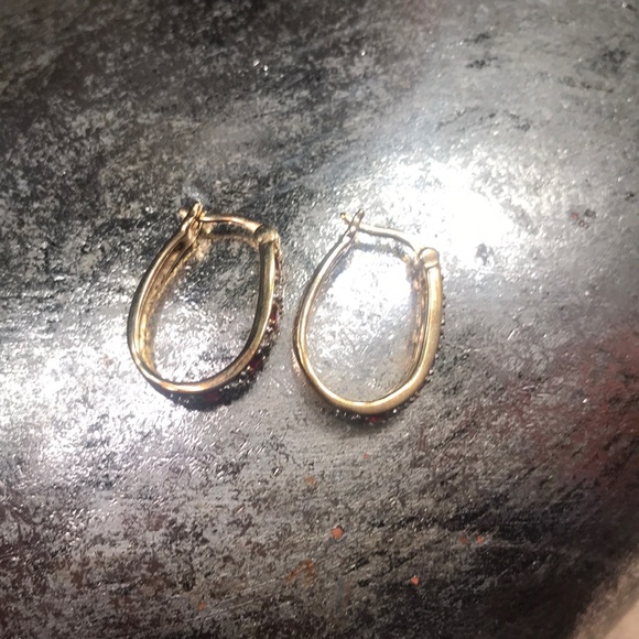 Premier Design 925 Gold Plated Ruby Hoops - Picture 3 of 6